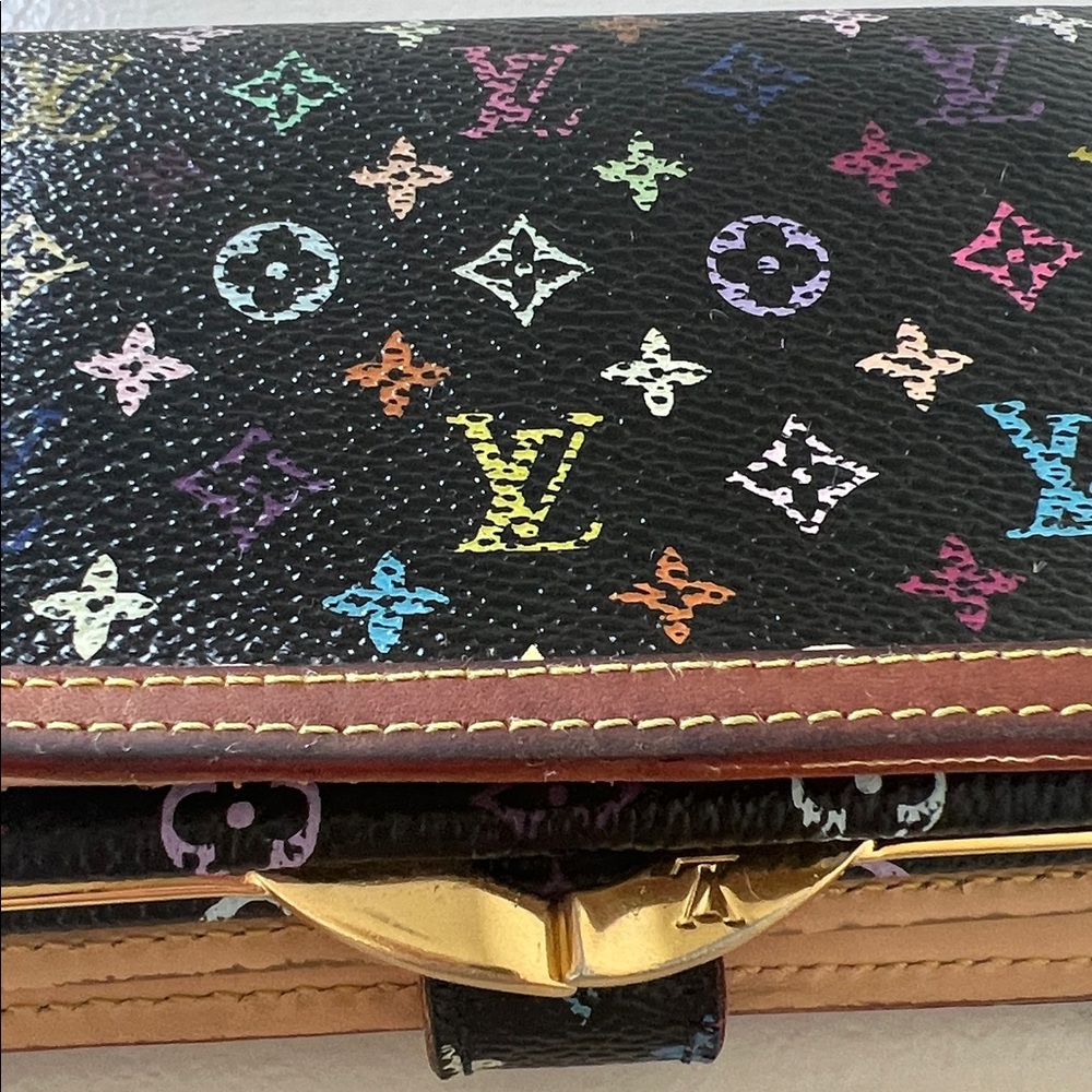 Louis Vuitton Murakami Black Monogram Multicolor Porte-Monnaie Viennois Wallet - Picture 9 of 16